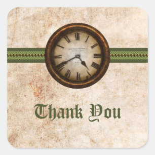 Stickers Merci de l'horloge antique, vert