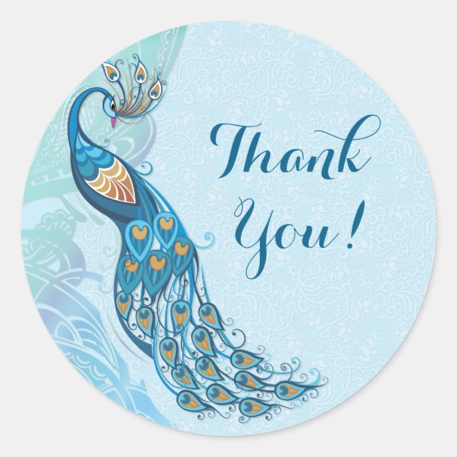 Stickers Merci de mariage Peacock Lace Elegance (Devant)