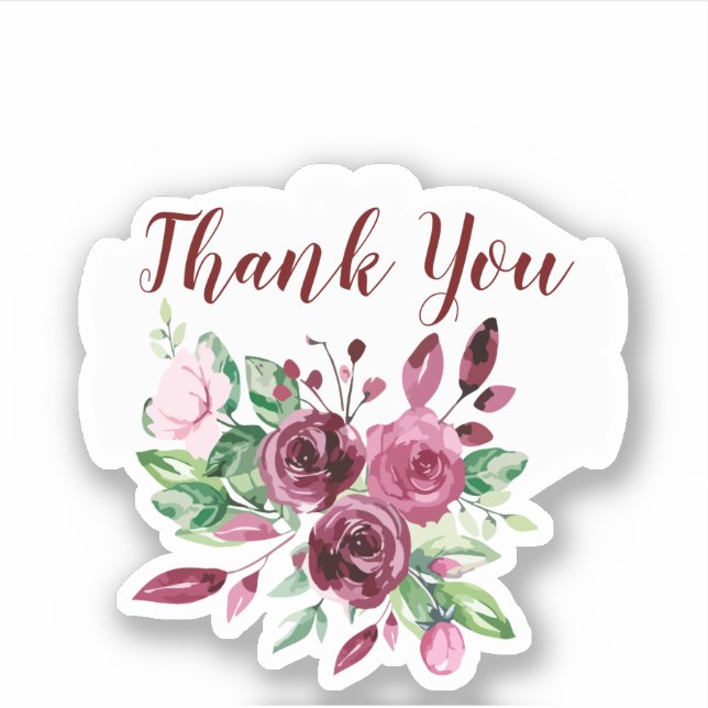 Stickers Merci de micro-mariage de Bouquet floral (Devant)