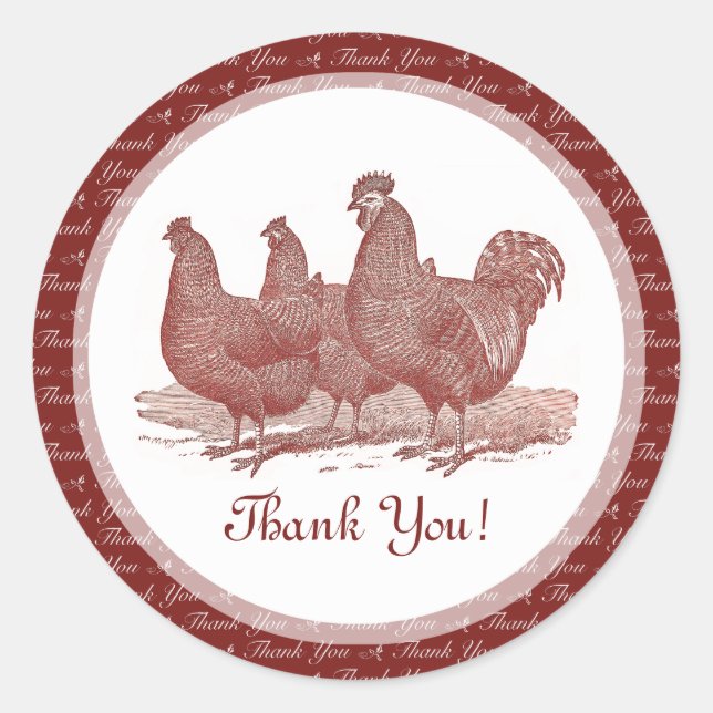 Stickers Merci de poulet Red Plymouth Rock (Devant)