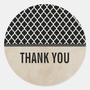 Stickers Merci de Quatrefoil Gris Chic