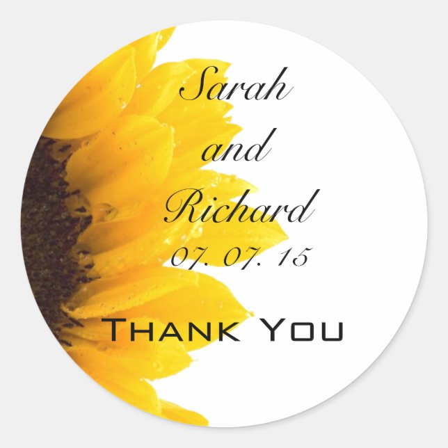 Stickers Merci de tournesol Favoriser le mariage (Devant)