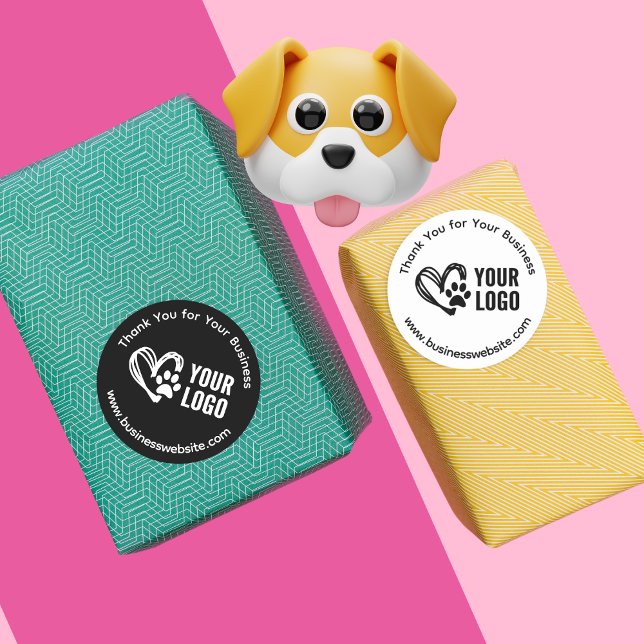 Stickers Merci d'entreprise avec logo noir (Thank you stickers for pet care business, dog walker, pet sitting business bundle )