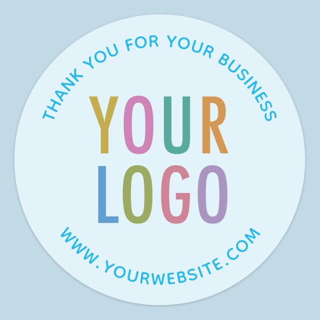 Stickers Merci d'entreprise Logo personnalisé Bleu (MISOOK Light Blue Thank You for Your Business Sticker with Logo)