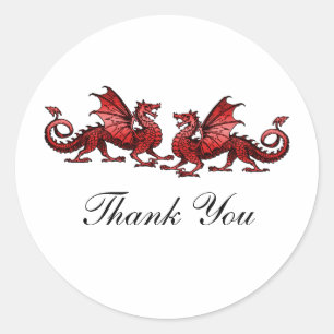 Stickers Merci Dragons Rouge Élégant