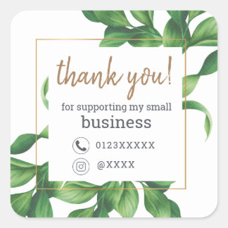 stickers Merci feuille sauvage vert floral