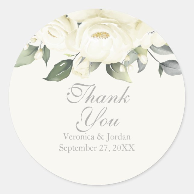 Stickers Merci Floral Rose blanche (Devant)