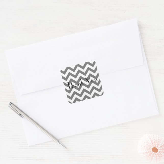 Stickers Merci Grey Chevron (Enveloppe)