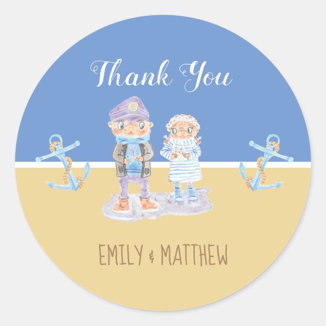 Stickers Merci Mariage à deux loutres de mer (Devant)