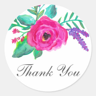 Stickers Merci Mariage à fleurs fraîches
