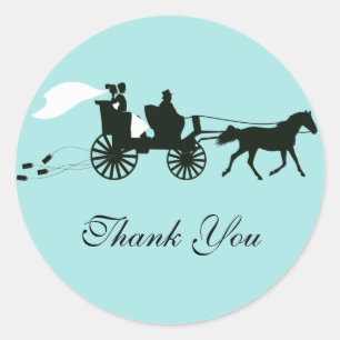 Stickers Merci Mariage cheval et transport