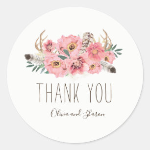 Stickers Merci Mariage de Bohême Aquarelle