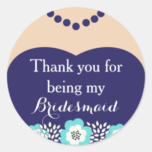 Stickers Merci Mariage de Bridesmaid bleu