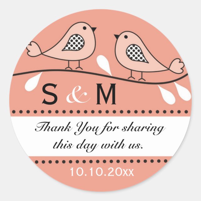 Stickers Merci Mariage Monogramme (Devant)