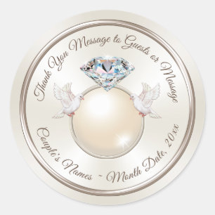 Stickers Merci mariage pour Favors, Enveloppes..