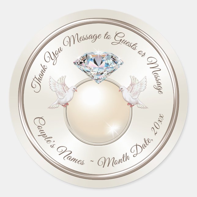 Stickers Merci mariage pour Favors, Enveloppes.. (Devant)