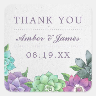 Stickers Merci Mariage succulent Lavande