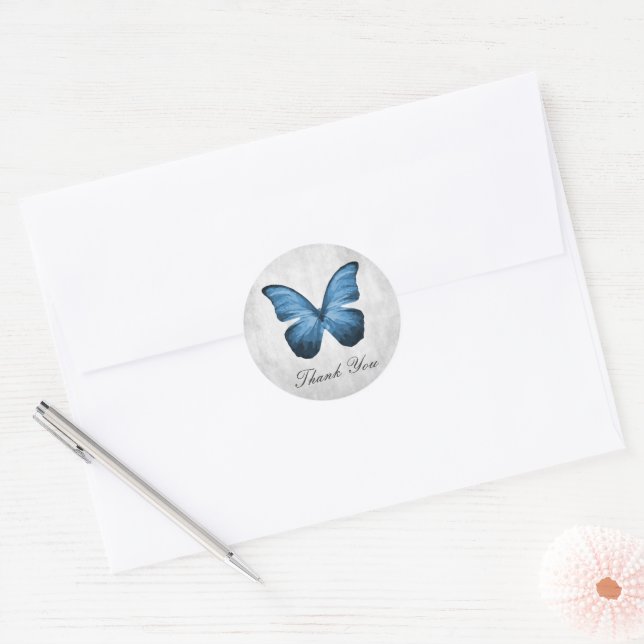 Stickers Merci papillon bleu (Enveloppe)