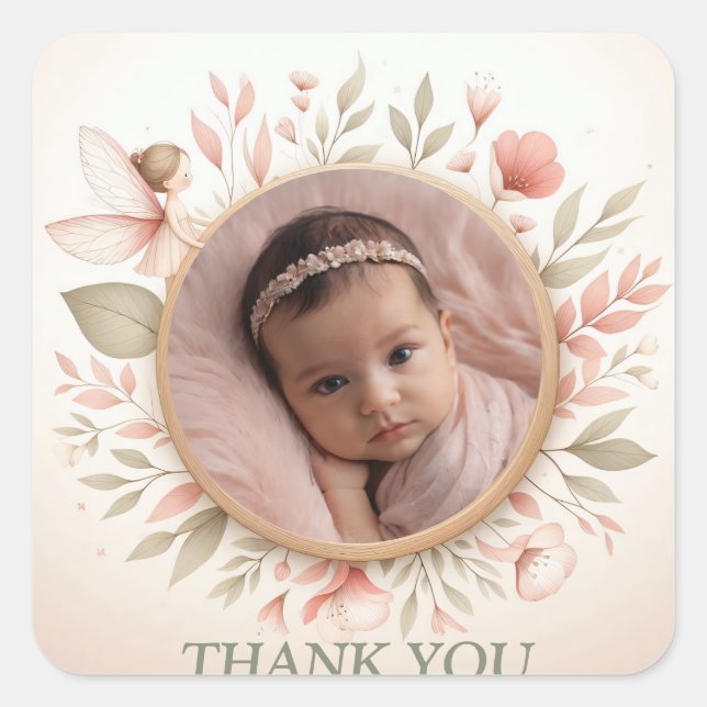 Stickers "Merci" personnalisables avec cadre de fé (Devant)