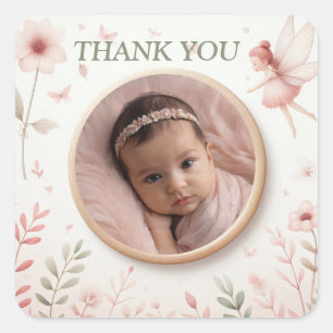 Stickers "Merci" personnalisables avec cadre de fé