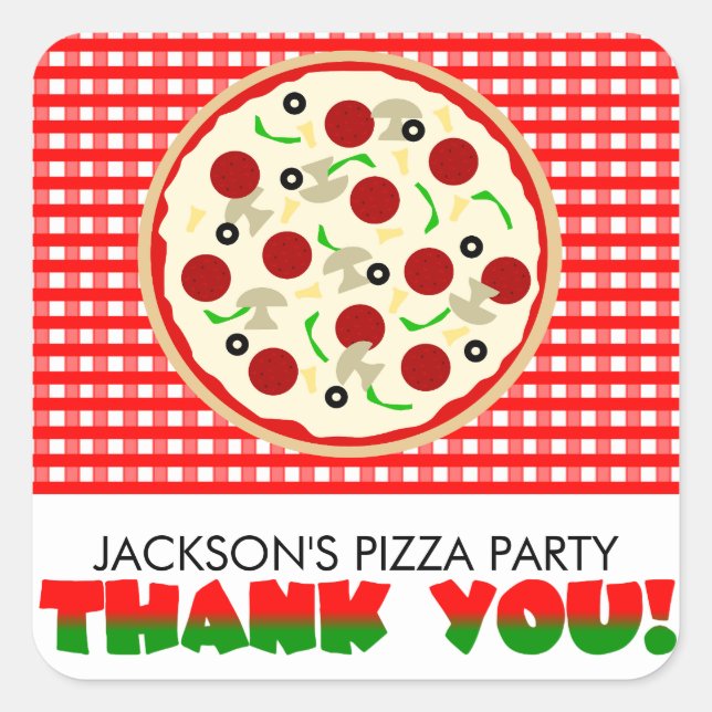 Stickers Merci Pizza Party Favoriser (Devant)