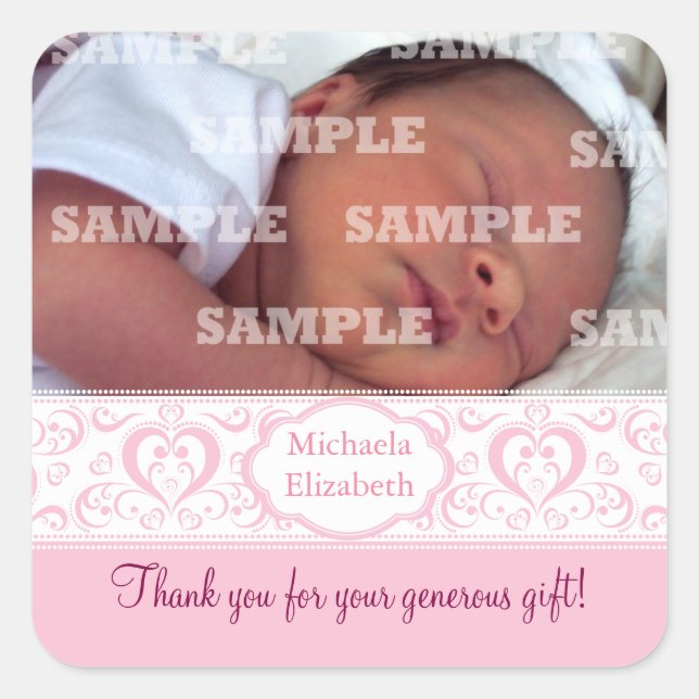 Stickers Merci pour bébé Sweet Pink (Devant)