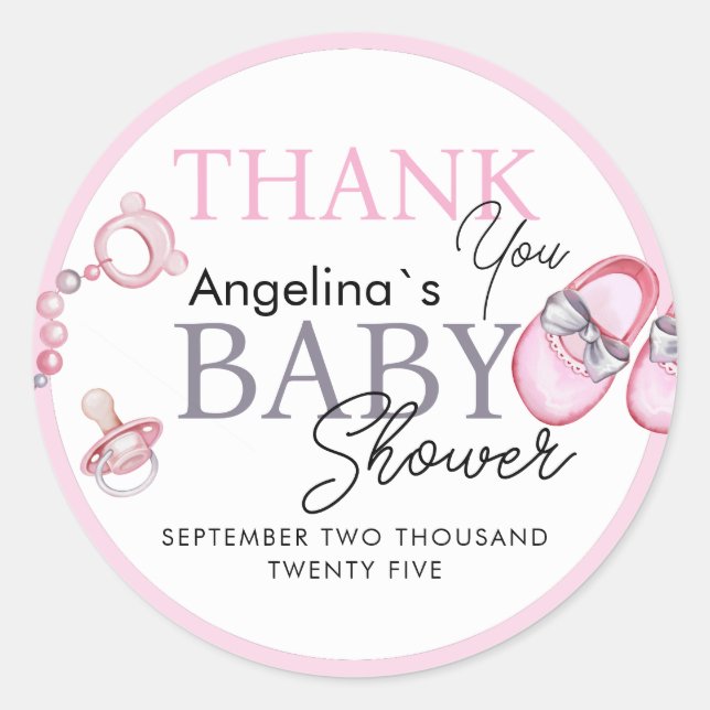 Stickers merci pour le baby shower. (Devant)