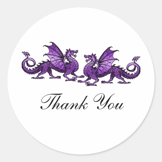 Stickers Merci Purple Elegant Dragons (Devant)