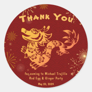 Stickers Merci Red Gold Dragon
