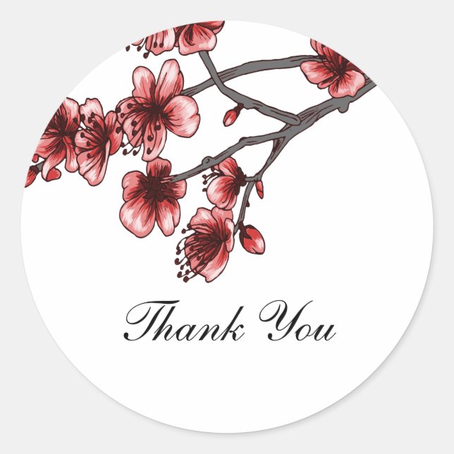 Stickers Merci Red Simple Cherry Blossoms (Devant)