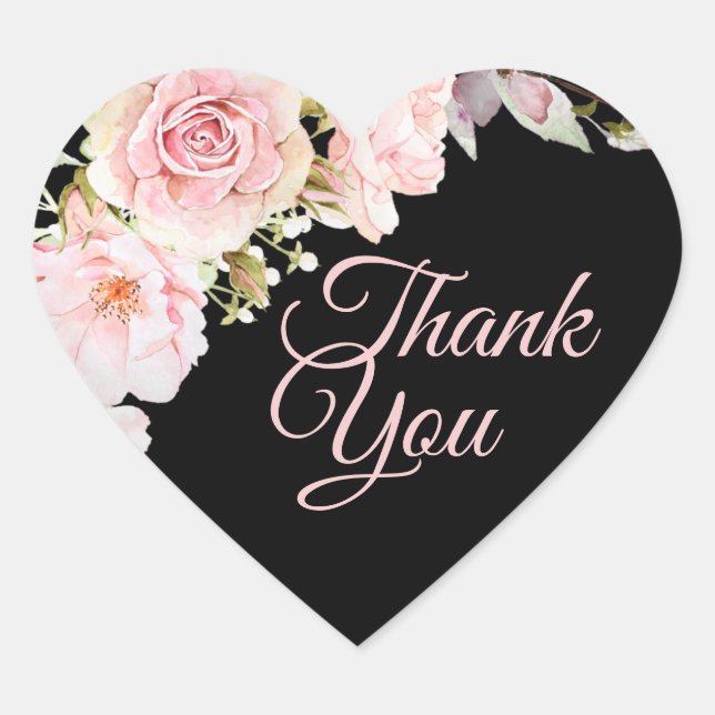 Stickers Merci Rose aquarelle (Devant)