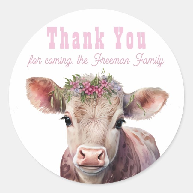 Stickers Merci rose Vache (Devant)