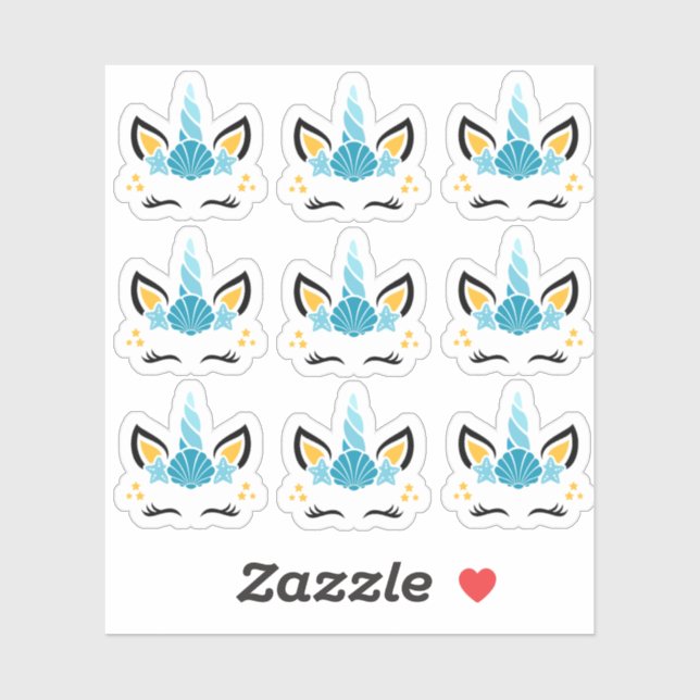 Stickers Mermaid Summer Unicorn (Feuille)