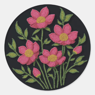 Stickers Metis Beadwork Art natif Cosmos Fleurs