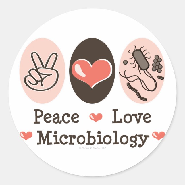 Stickers Microbiologie Peace Love (Devant)