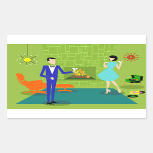 Stickers Mid Century Moderne Couple