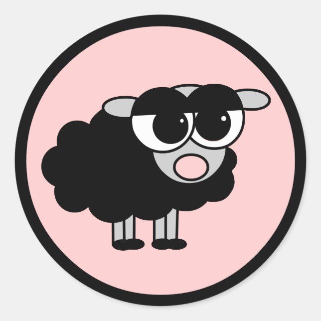 Stickers mignon petit mouton noir et rose (Devant)