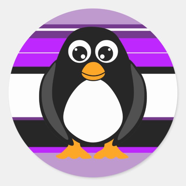 Stickers mignonette en pingouin violet (Devant)