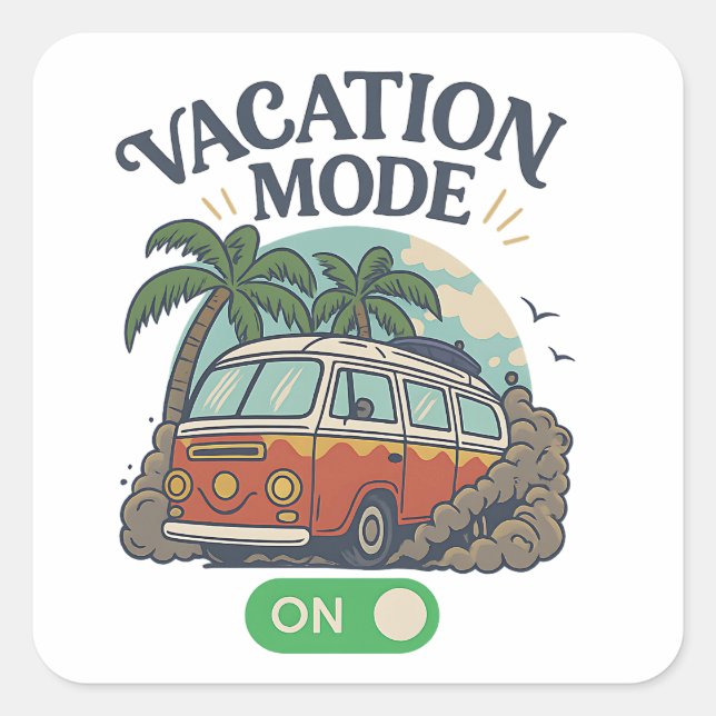 Stickers Mode Vacances Activé - Retro VW Camper Va (Devant)