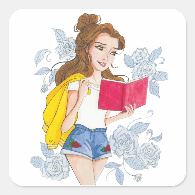 Stickers, Modern Princess Belle Square Sticker (Front)