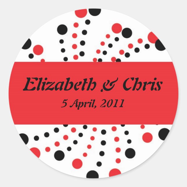Stickers modernes Dot rouge et noir pour Mariage (Devant)