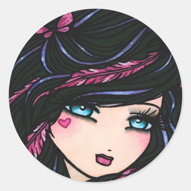 Stickers "Monica" Valentine Heart Feather Mermaid (Devant)