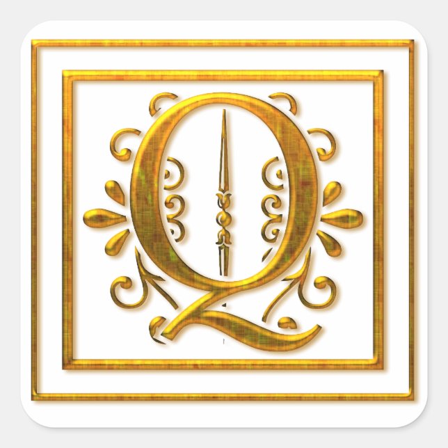 Stickers Monogram Golden Q élégant (Devant)