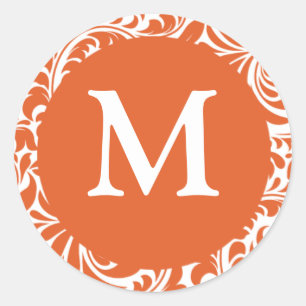 Stickers Monogram M Burnt Orange Et White Favorise