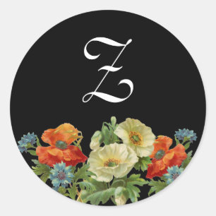 Stickers Monogram Poppies et Cornflowers