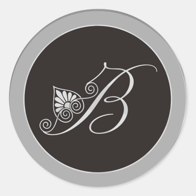 Stickers Monogramme Argent : Initiale B (Devant)