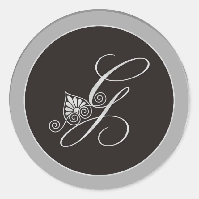 Stickers Monogramme Argent : Initiale G (Devant)