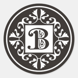 Stickers Monogramme B personnalisés en noir et bla