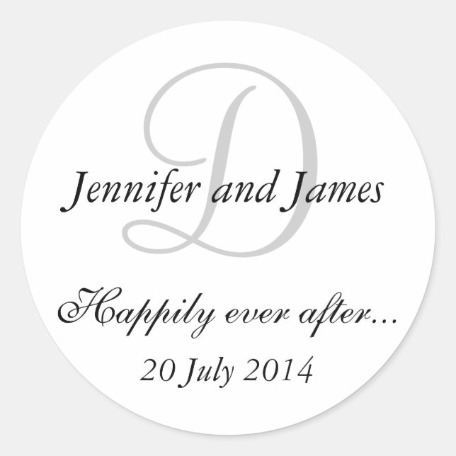 Stickers Monogramme D pour les faveurs de mariage (Devant)