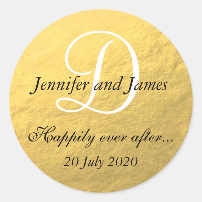 Stickers Monogramme Gold Foil pour les faveurs de  (Devant)
